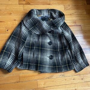Mossimo Supply Co. Black and White Plaid Pea Coat